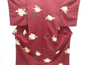 大正ロマン　薔薇模様織出しお召着物